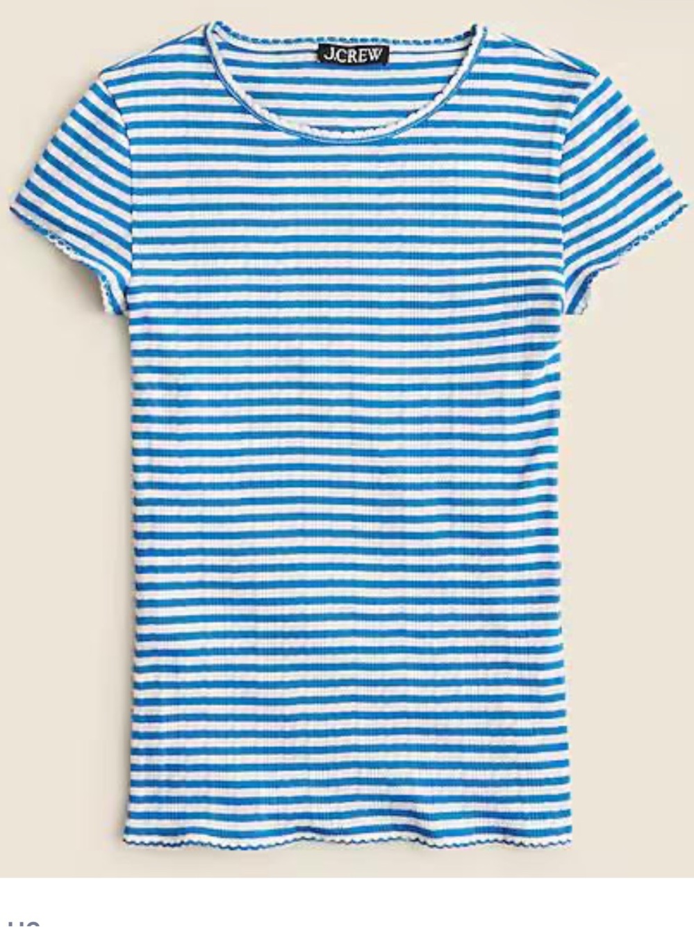 J. Crew Blue and White Striped pointelle Tee